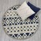 Homeroots 4 ft. Round Blue & Cream Stripe Diamond Area Rug 396174 - alternate 5